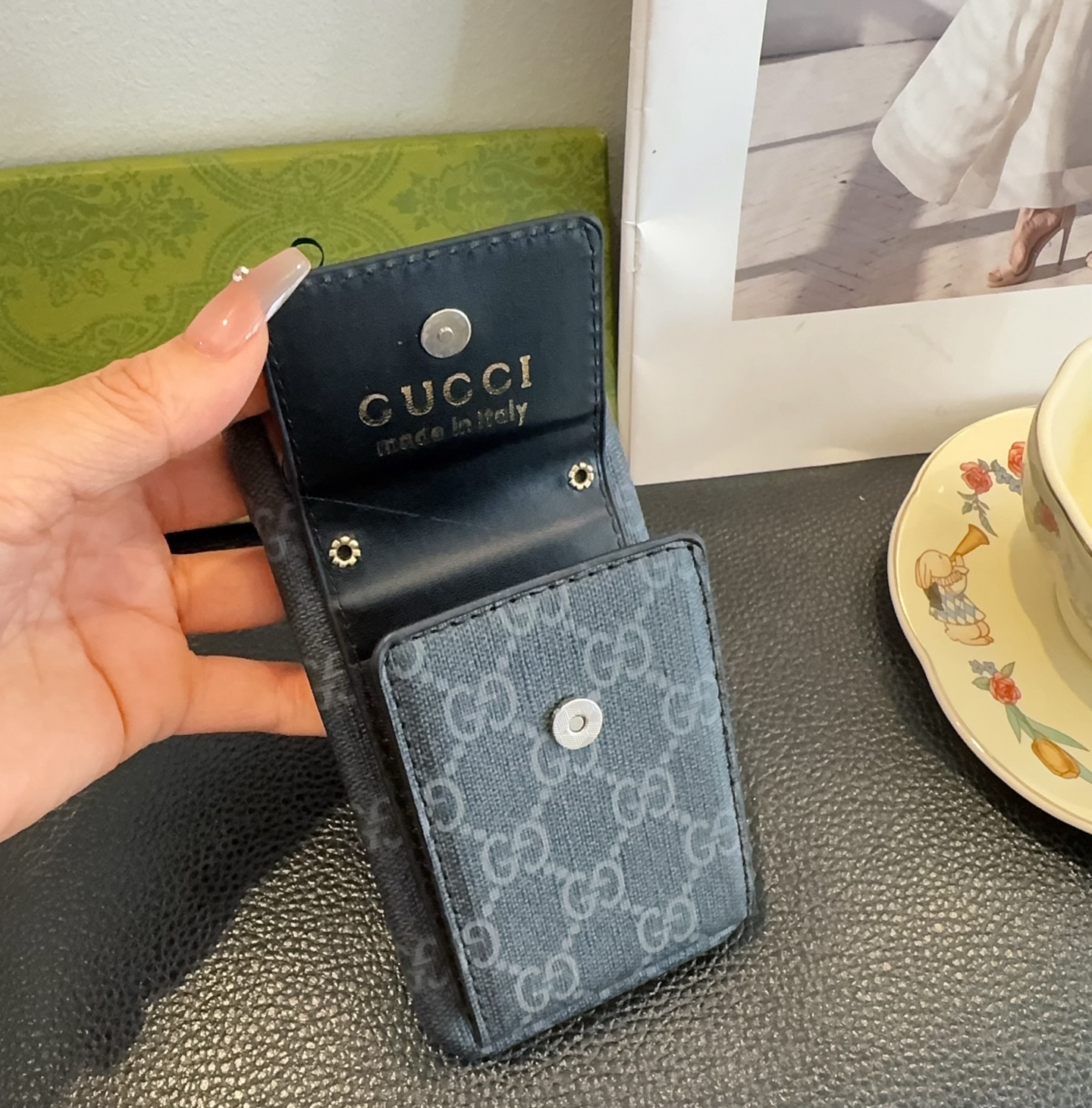 Gucci GG Supreme Monogram Card Holder Wallet Leather Luxury Phone Case