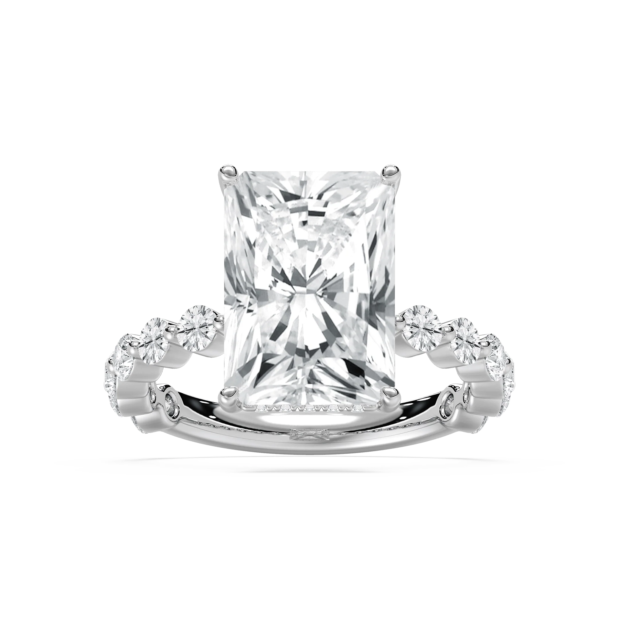 Aubrey 7 ctw Radiant Lab Grown Diamond Single Shared Prong Hidden Halo Engagement Ring