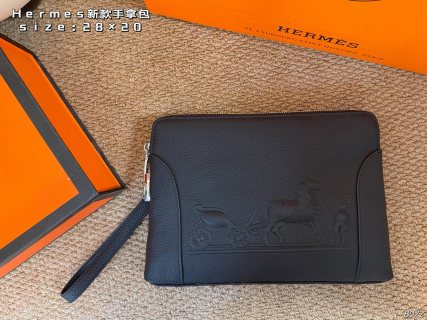 Hermès Fourbi 28 Horse Embossed Leather Pouch