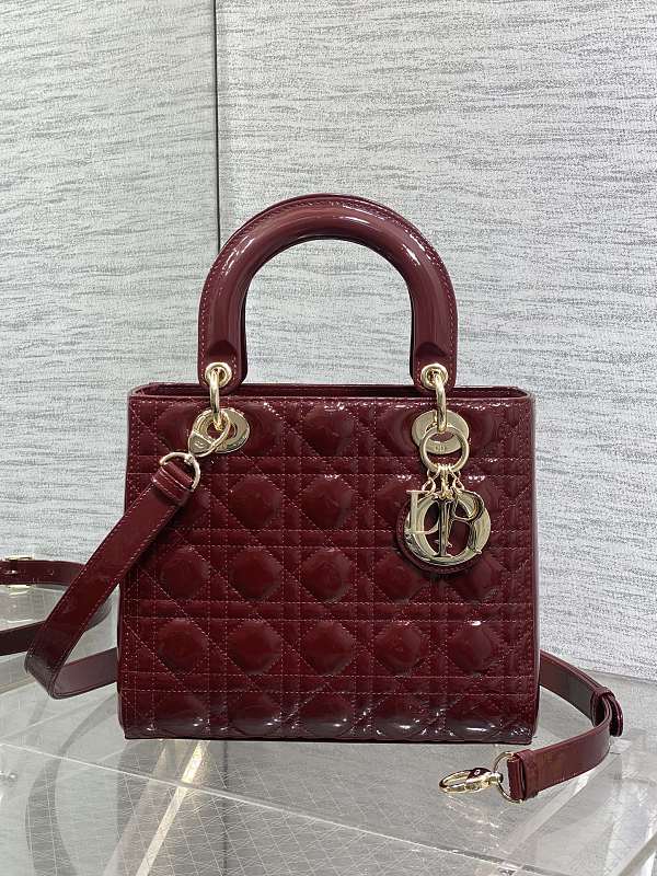 Dior Lady Dior Mini Bag Wine Red
