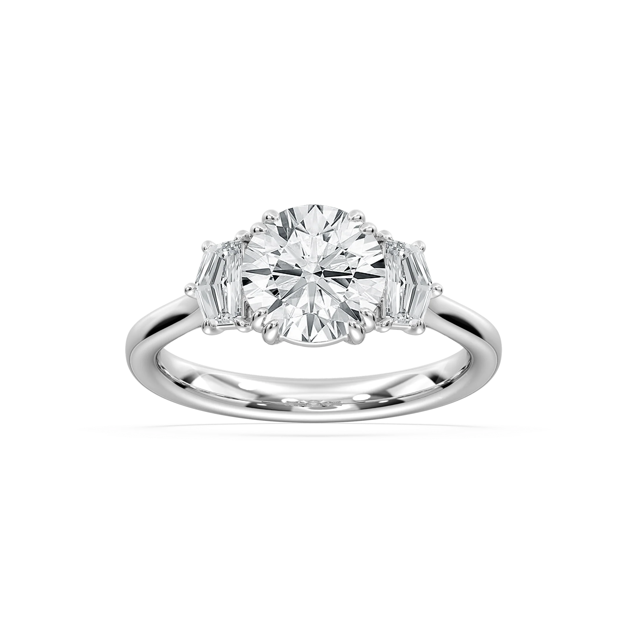 Cadyn 2 ½ ctw Round Lab Grown Diamond Double Prong Three Stone Engagement Ring