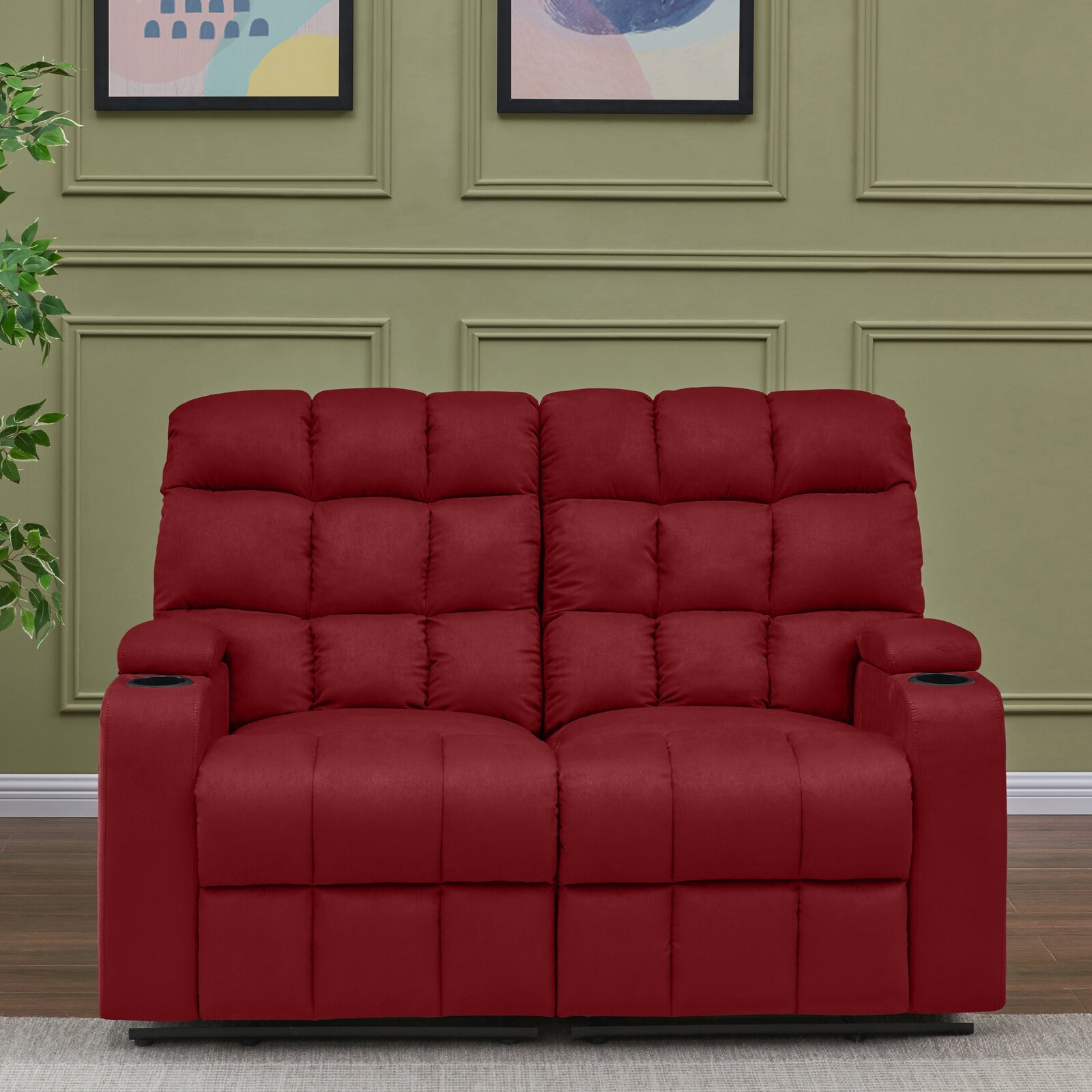 Grigor 57.5'' Wide Home Theater Loveseat with Cup Holder