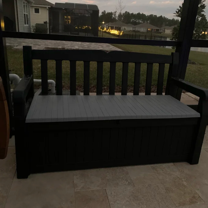 Solana Chic Elegant Wood-Look Storage Bench with Comfy Durable