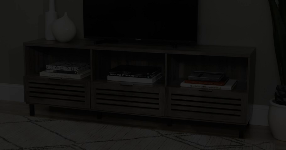 Modern Slatted Wood TV Stand for TV's up to 80