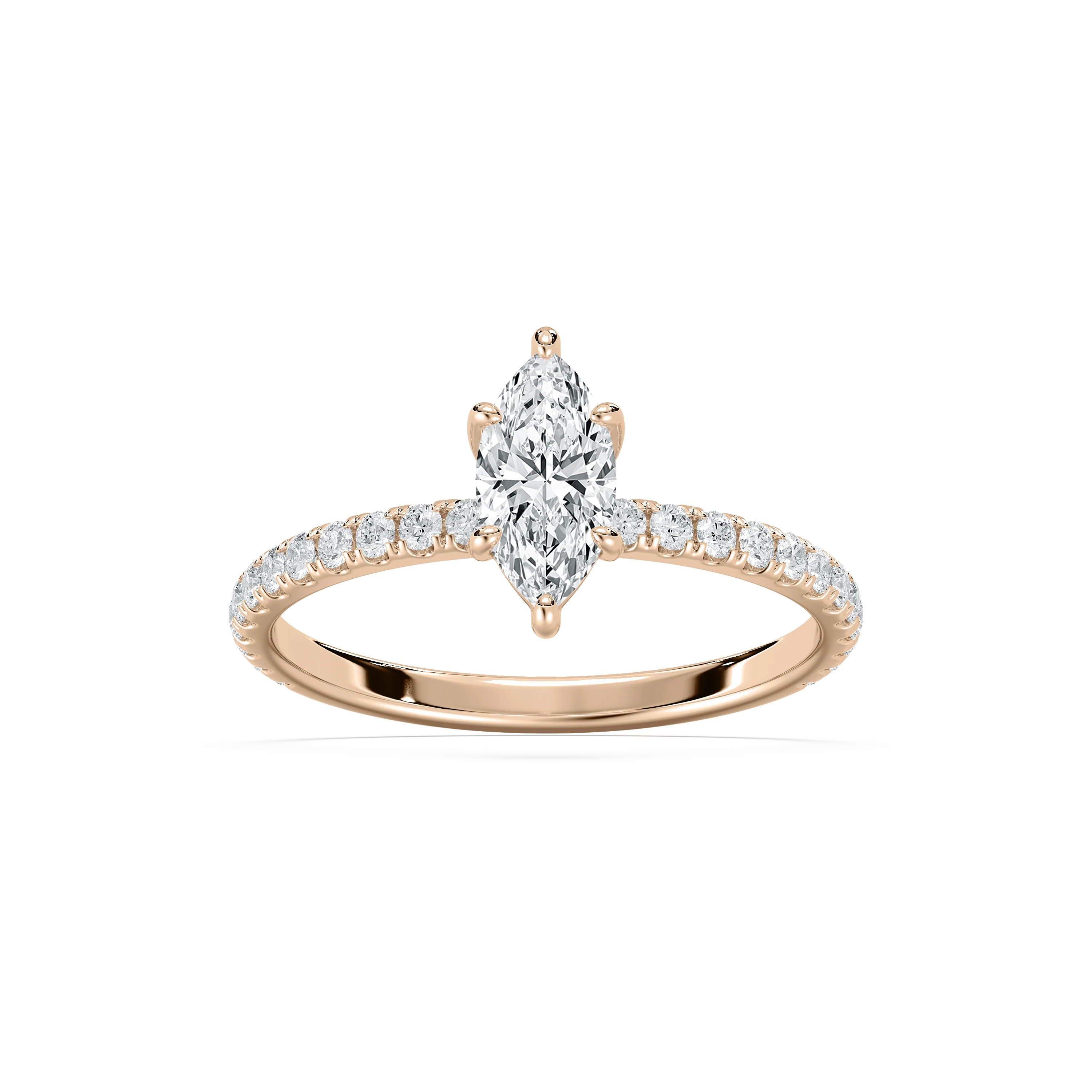 Cindy 1 ctw Marquise Lab Grown Diamond Petite Six Prong Side Stone Promise Ring