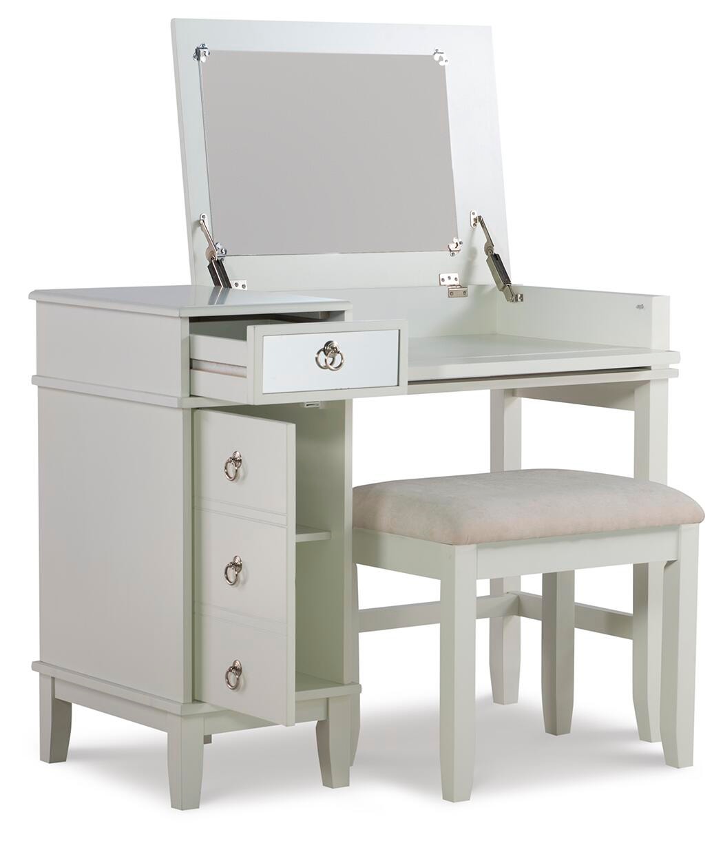 Linon Eva Flip-Top Vanity and Stool Set