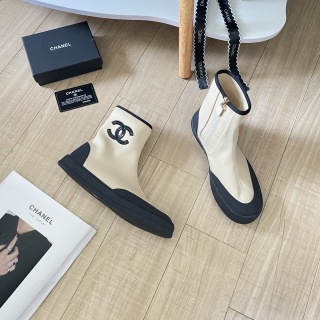 Chanel Stretch Fabric Ankle Boots
