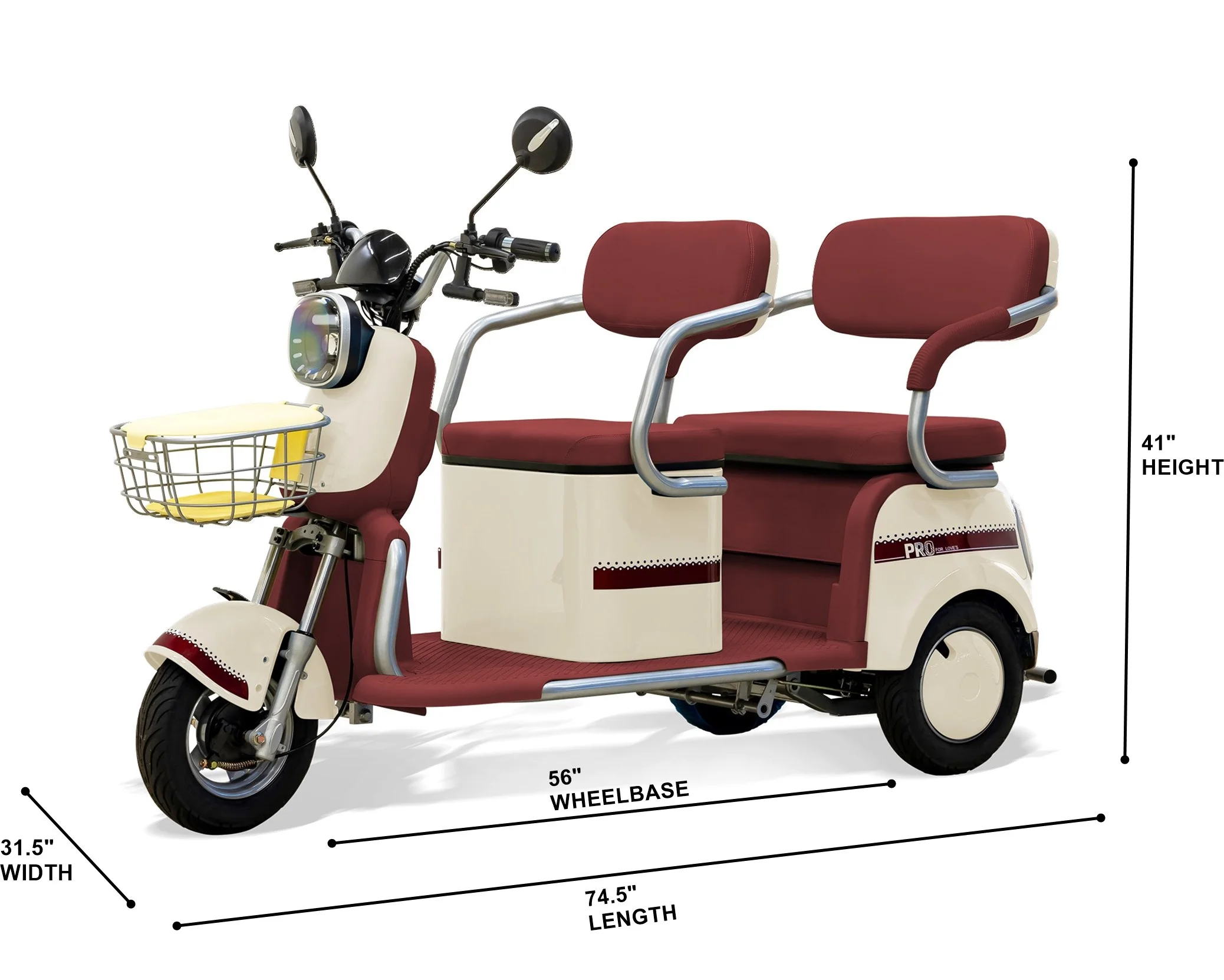 Massimo MGC Two-Seat 3-Wheel Electric Cart, Blue
