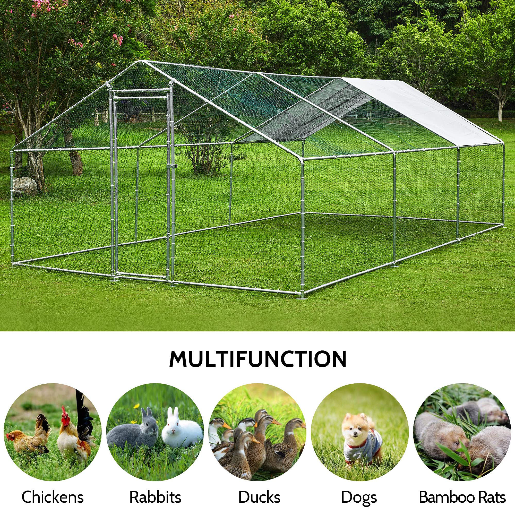 Extra Large Metal Chicken Coop Walkin Poultry Cage Rabbits
