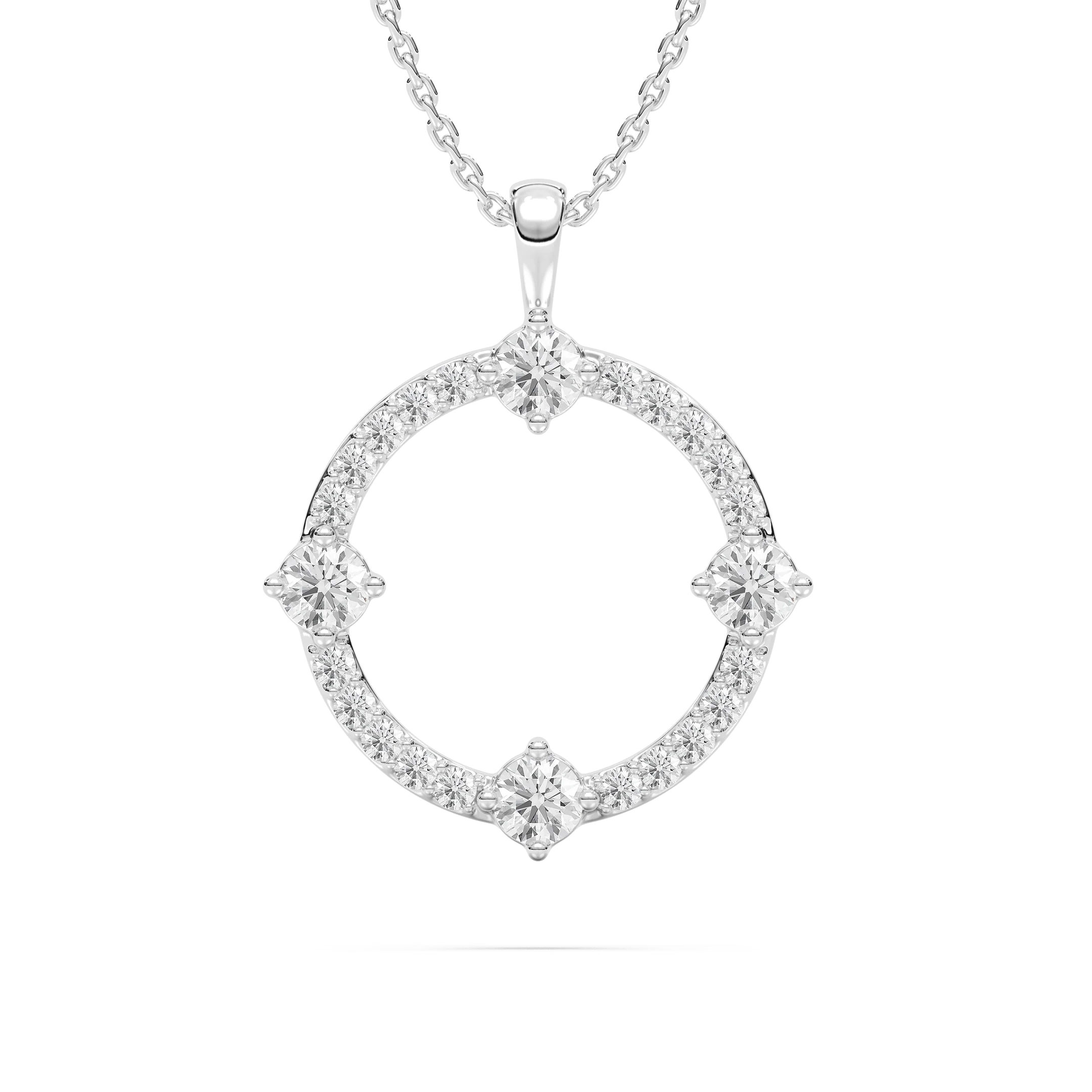 5/8 ctw Round Lab Grown Diamond Open Compass Pendant  - 18 Inches