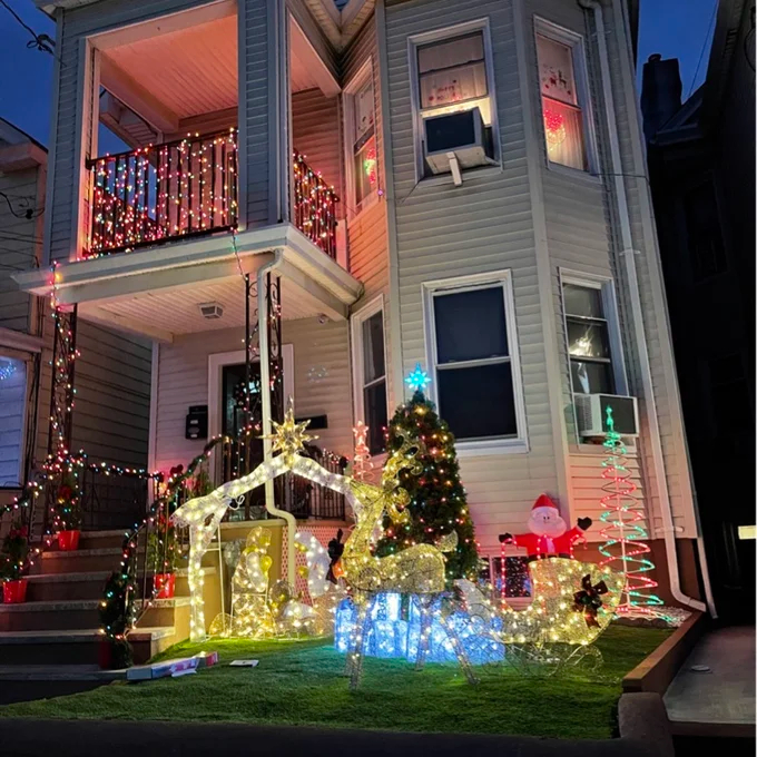 Reindeer Pulling Sleigh Lighted Display