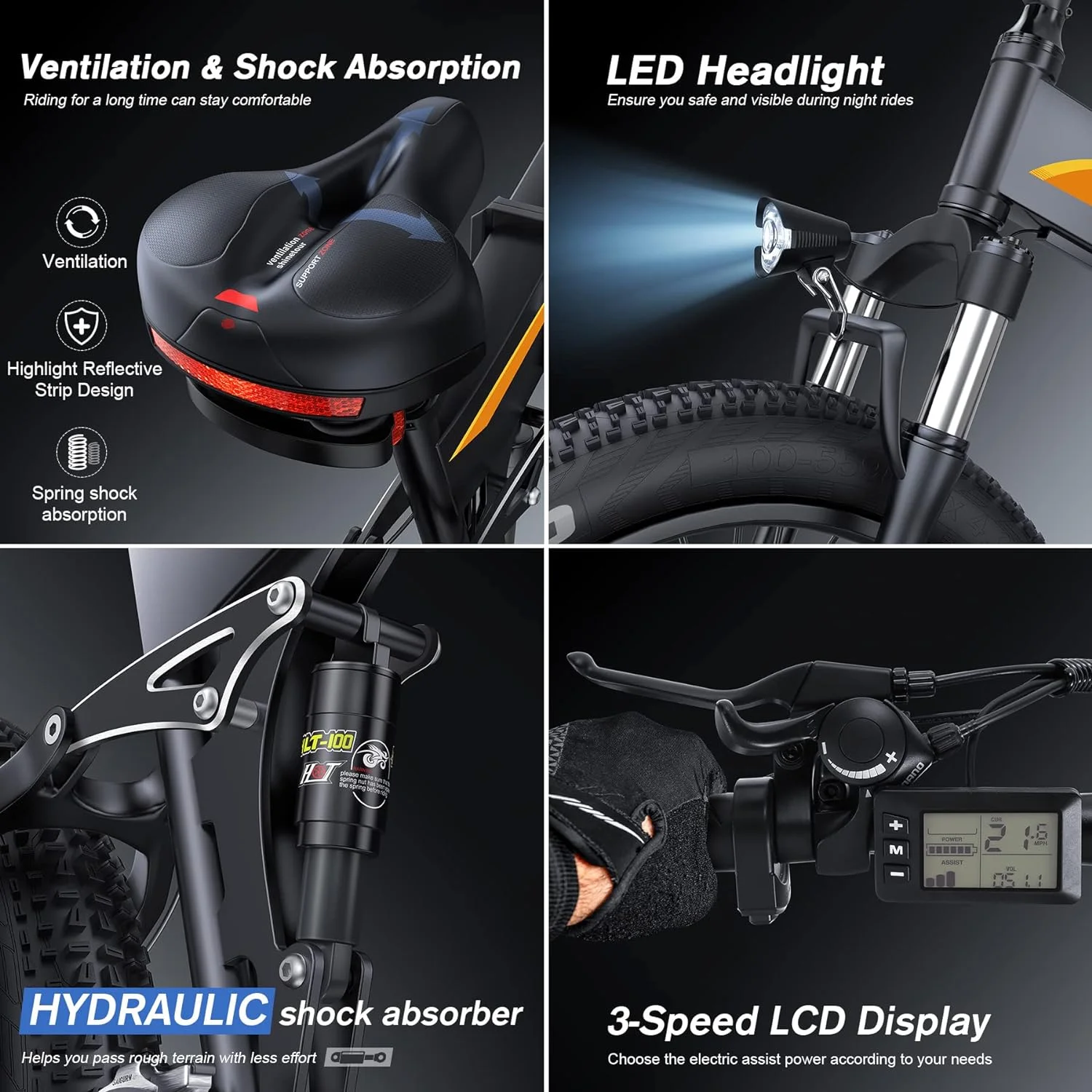 TotGuard 26in Folding Fat Tire Electric Bike, 500W, 48V 10Ah