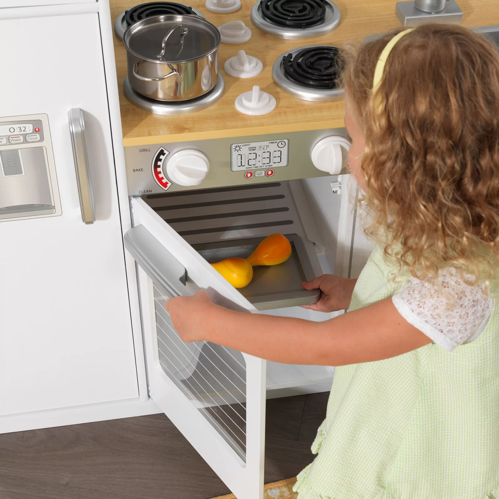 Uptown White Wooden Play Kitchen with Play Phone & Chalkboard