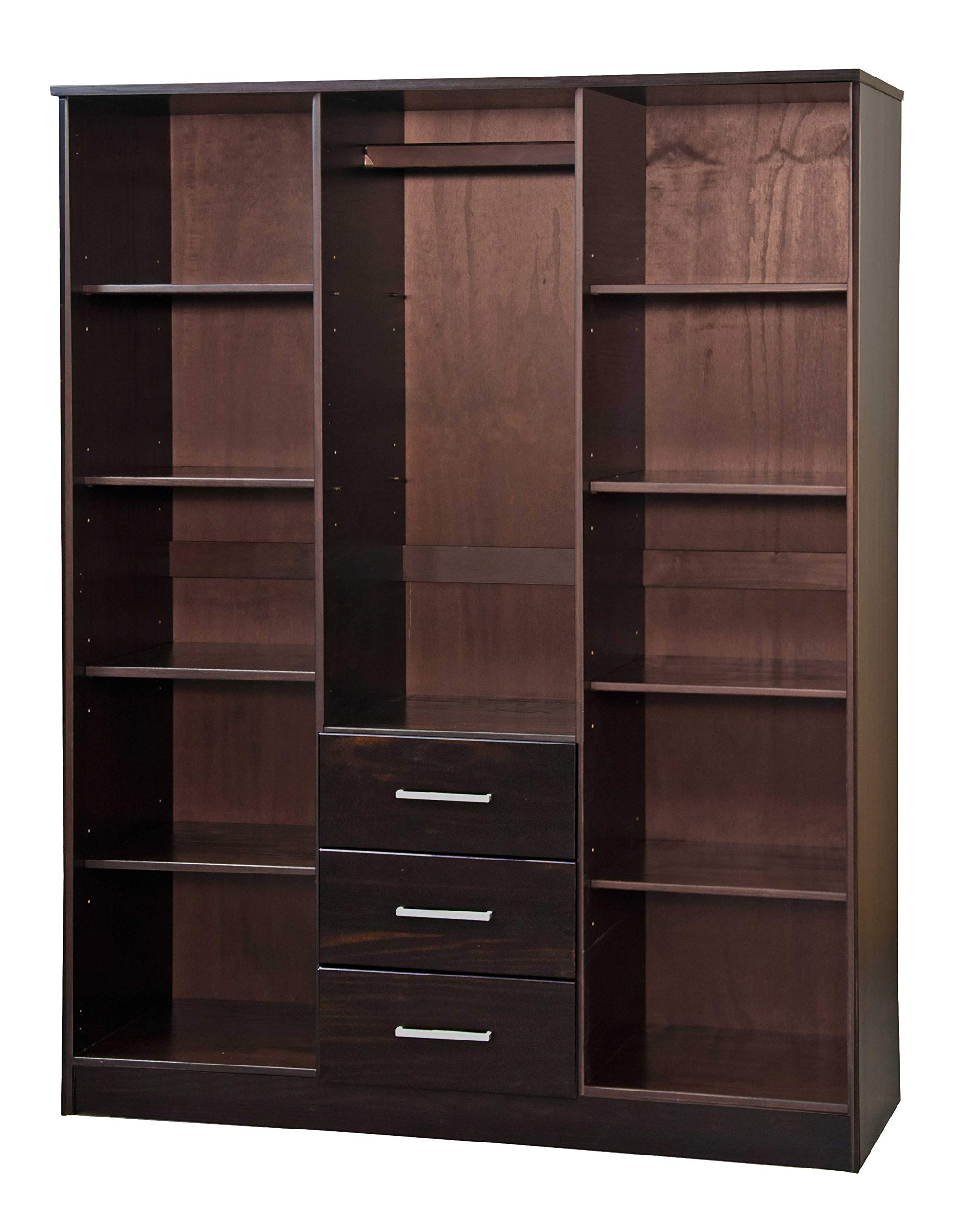 Cosmo Solid Wood 3-Door Wardrobe with Mirror and 3 Drawers