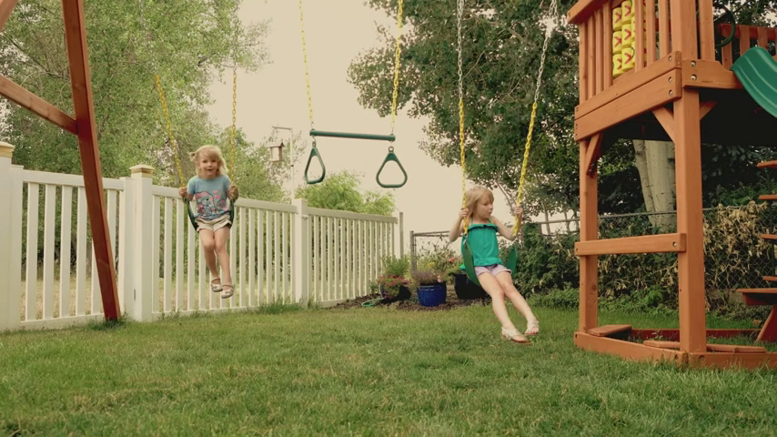 Deluxe Wooden Swing Set with Vinyl Canopy Roof
