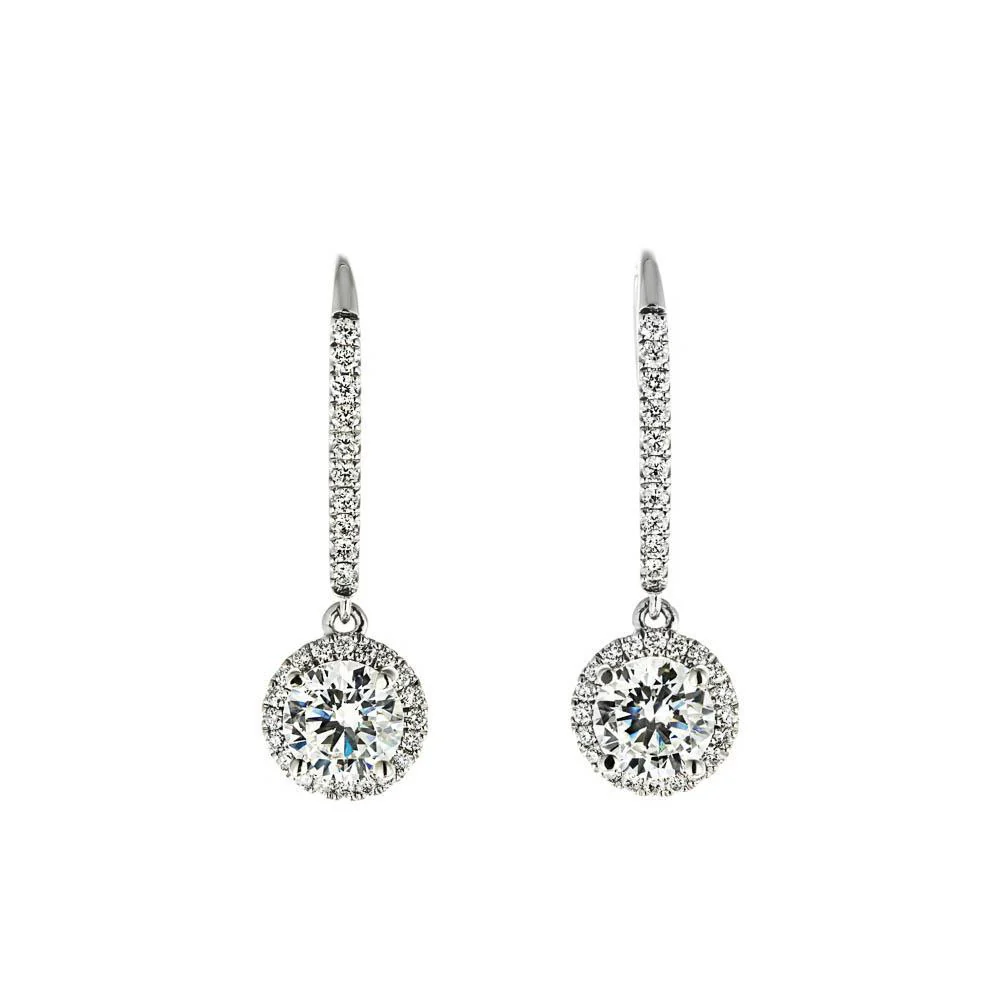 1 ⁷/₈ ctw Accented French Hook Halo Earrings