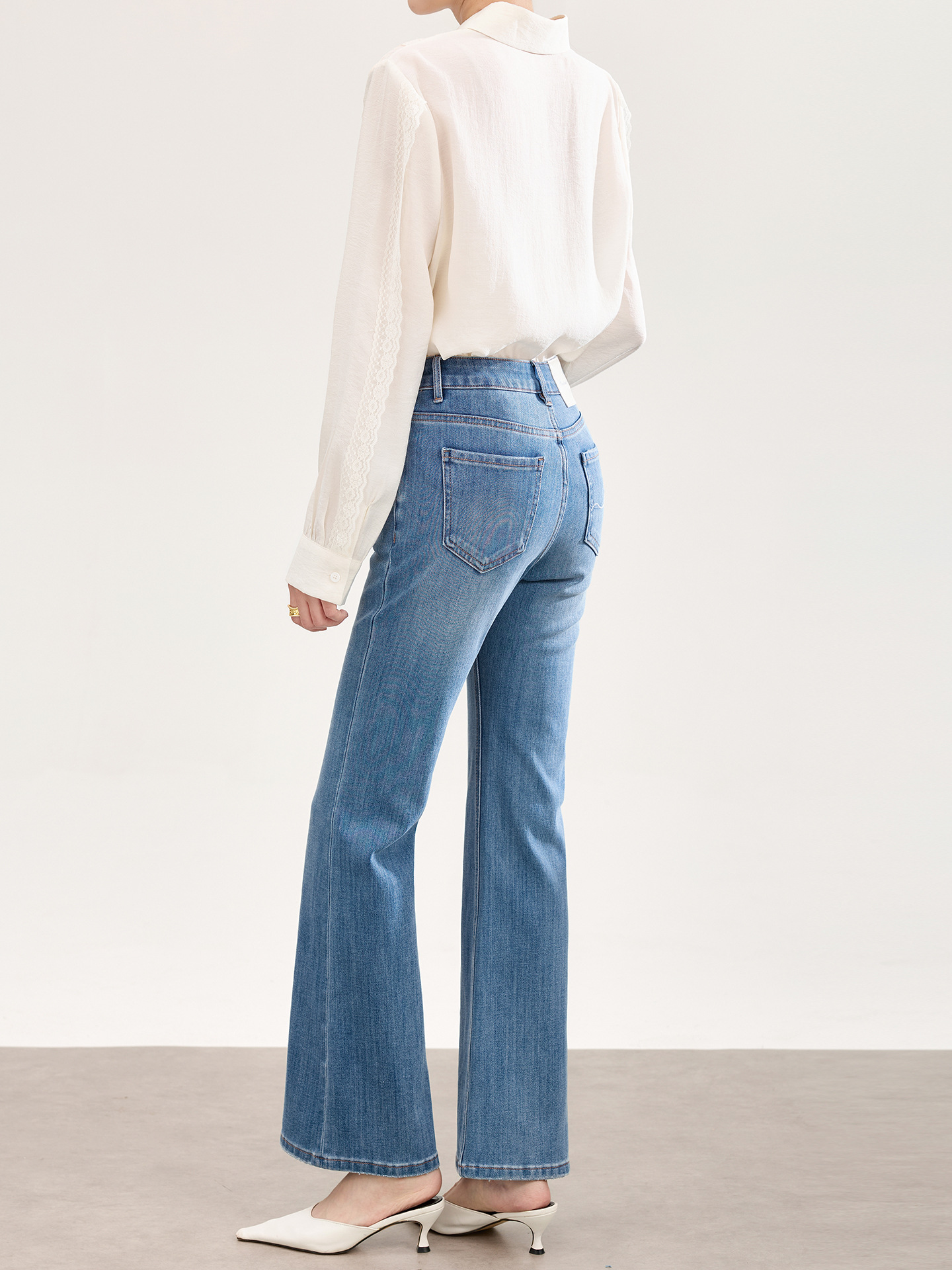 Slim Fit Denim Micro Flared Pants Women's Spring High Waist Elastic Cotton Stretch Jeans