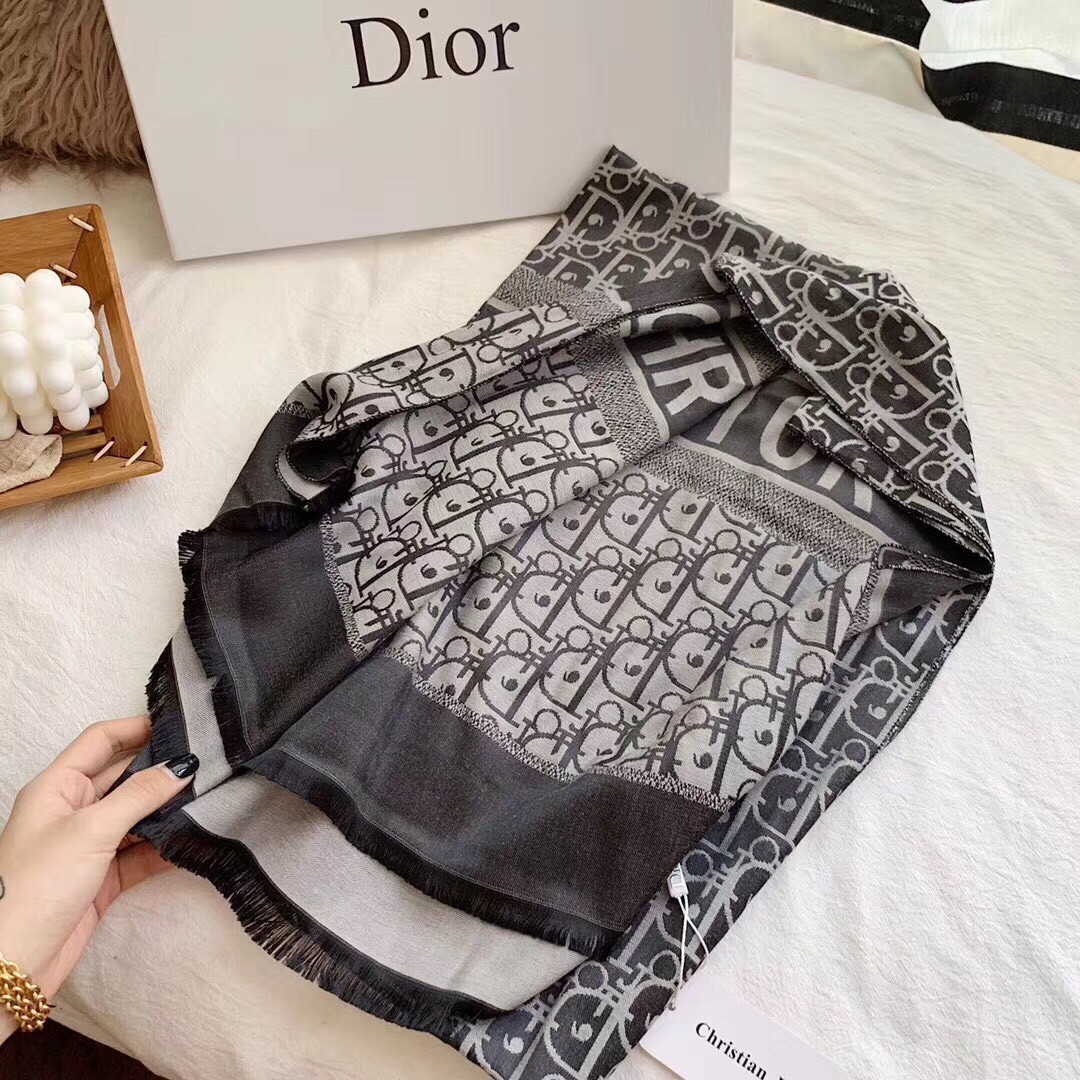 Dior Oblique Scarf Grey