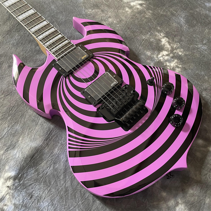 Purple Zakk Electric Guitar HH Pickups Floyd Rose Bridge Black Hardware