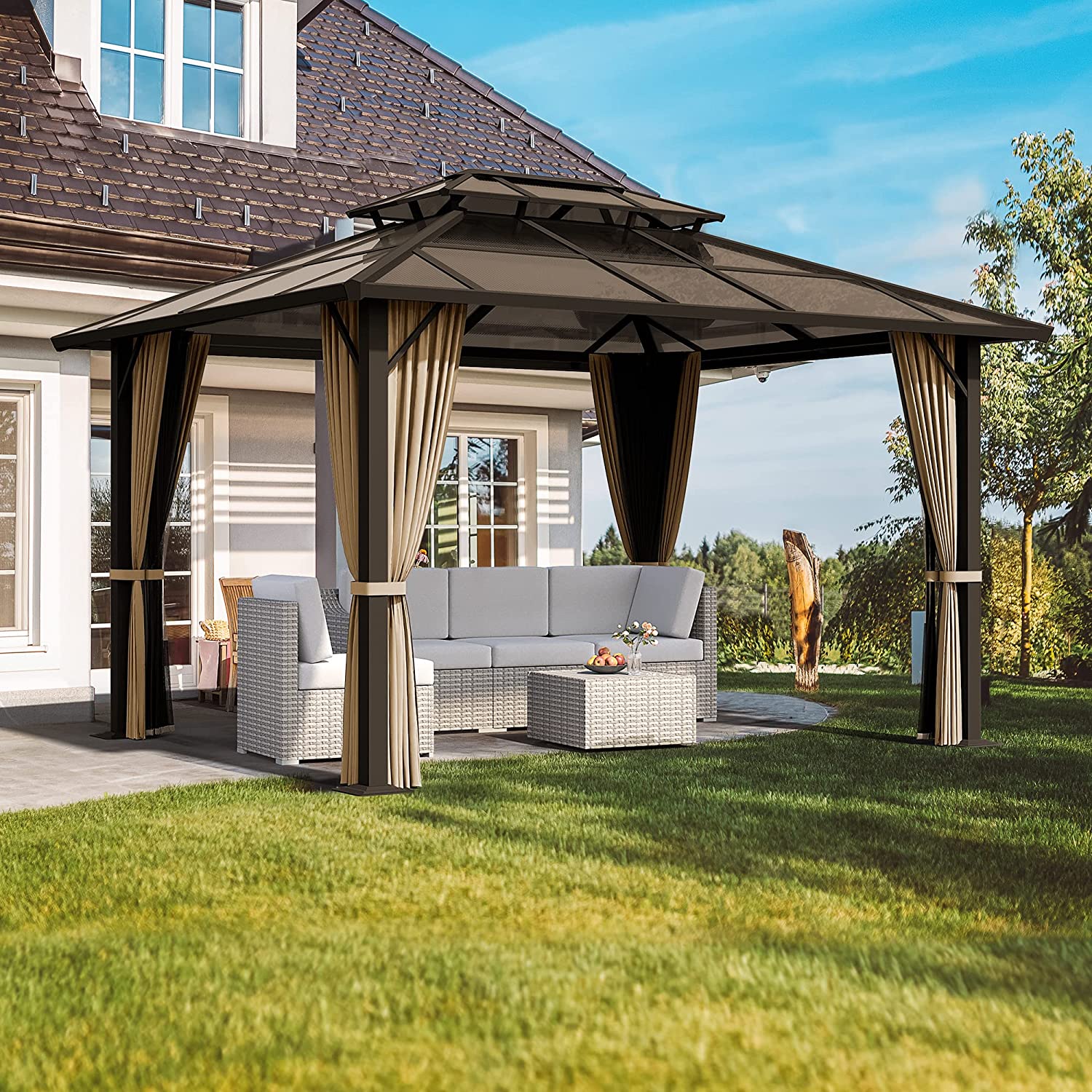 Double Hardtop Roof Gazebo