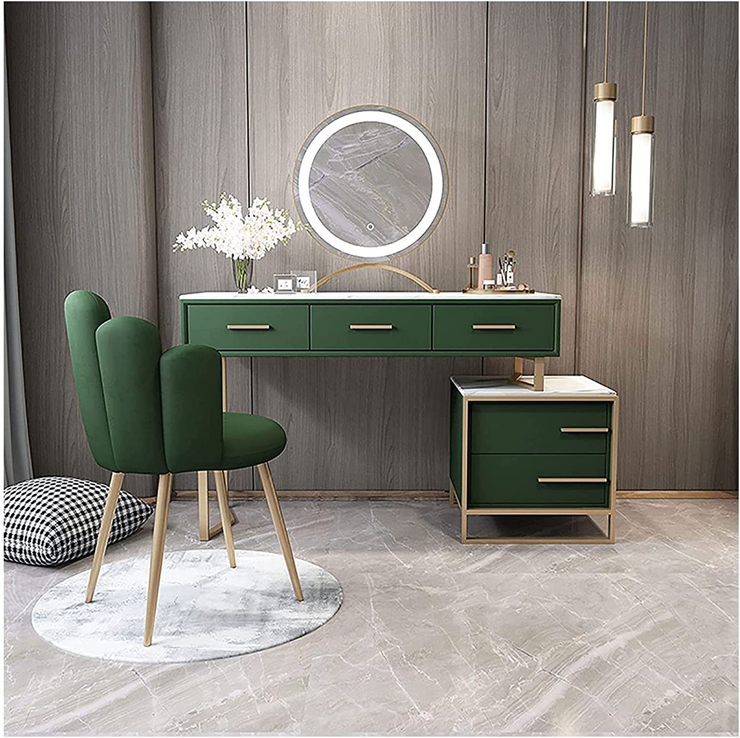 Makeup Table with Marble Textured
