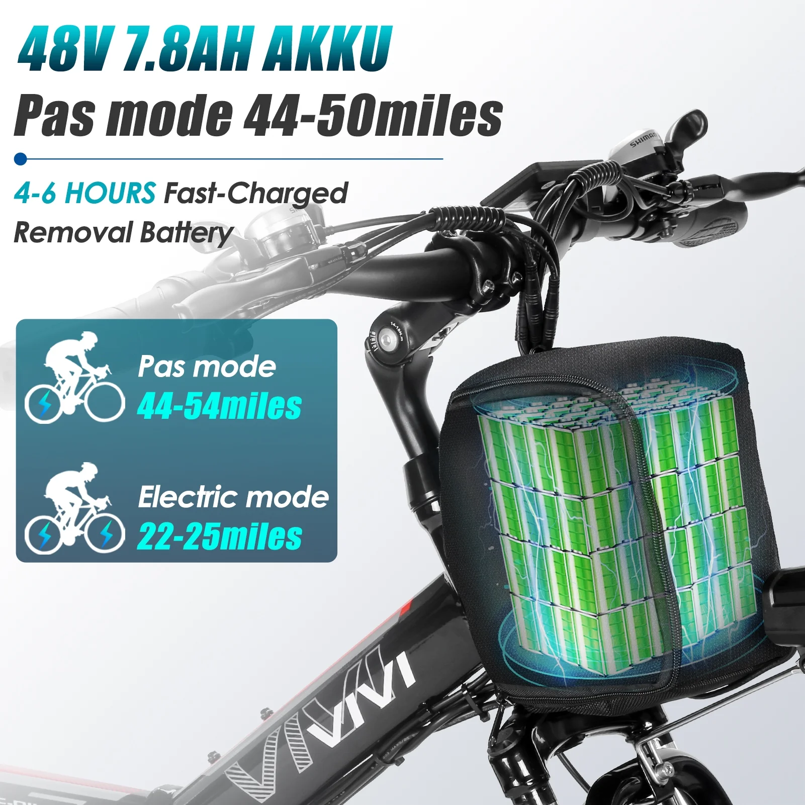 Vivi 26in Folding Electric Mountain Bike, 500W, 21-Speed