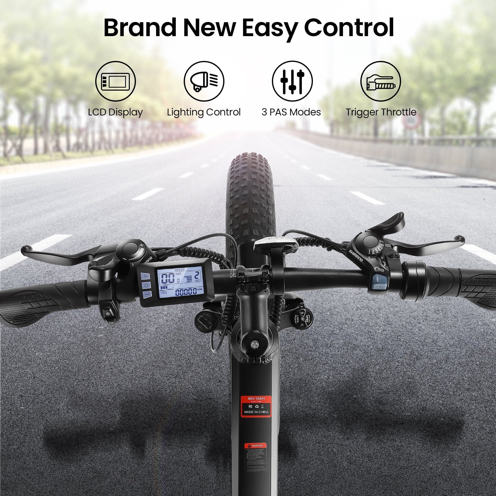Funcid 26in Folding Fat Tire Electric Bike, 500W, 48V 10Ah