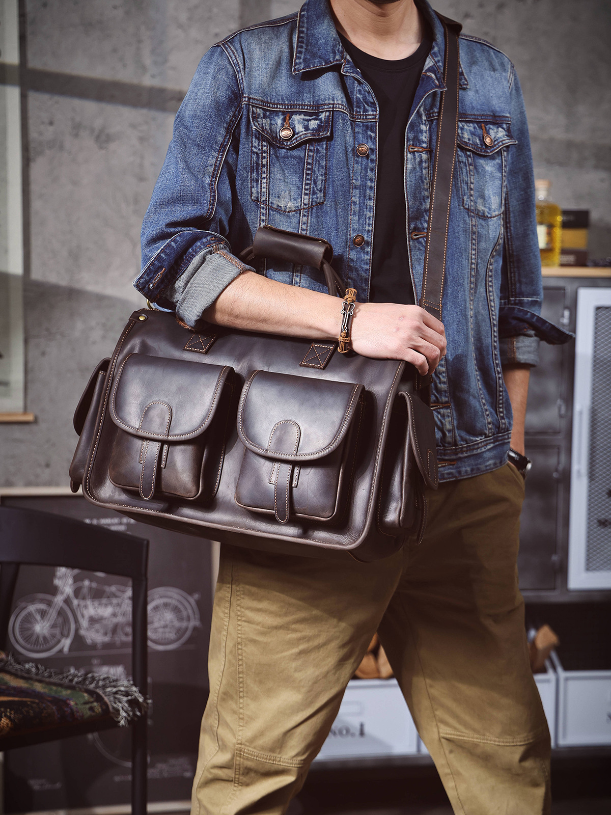 Vintage Full-Grain Leather Briefcase - Rugged Function Meets Timeless Professionalism