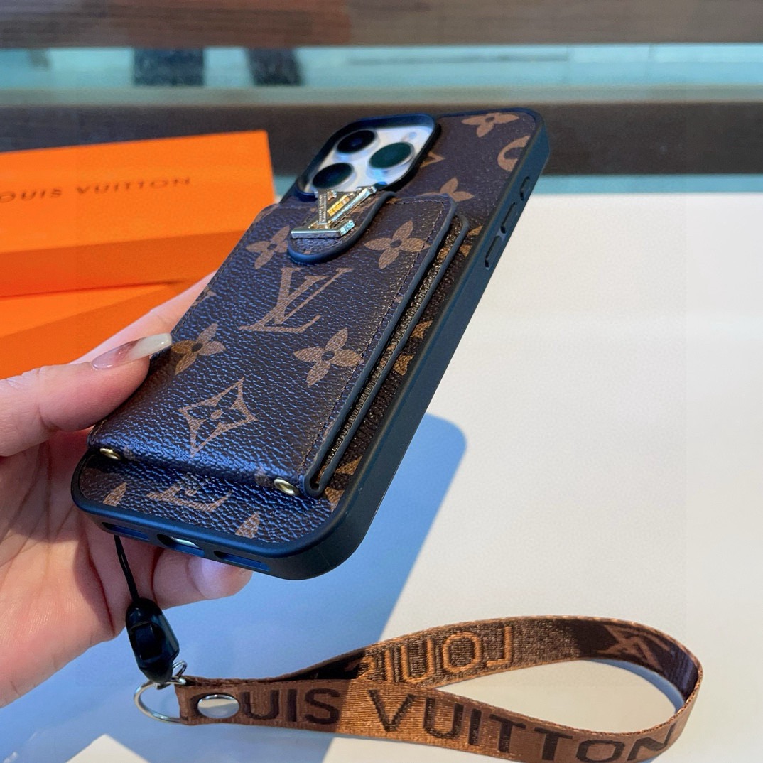 LV Classic Monogram Full Coverage Case - Top & Bottom Card Slots + Lanyard