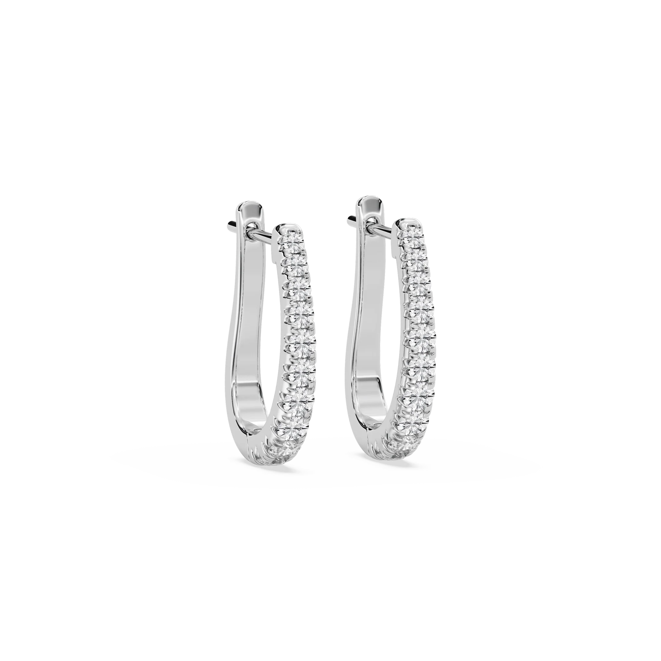 Round Lab Grown Diamond Graduated Horseshoe Hoop Earrings