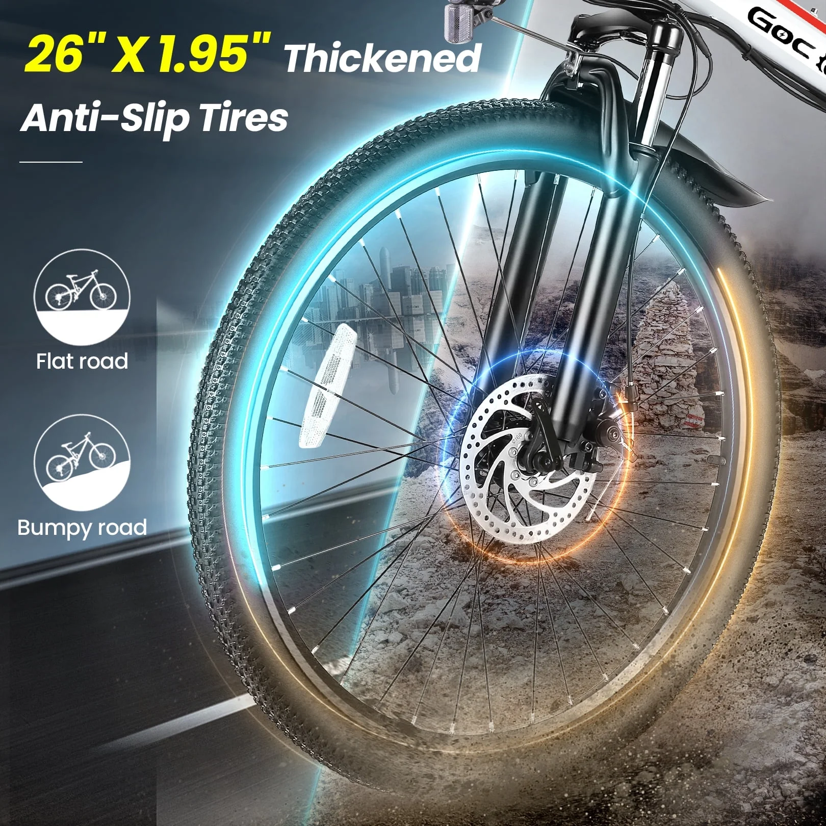 Gocio 26in Folding Electric Mountain Bike, 500W, Full Suspension