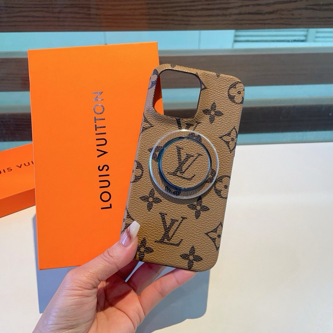 LV Classic Monogram Phone Case with Strong Magnetic & Logo Stand