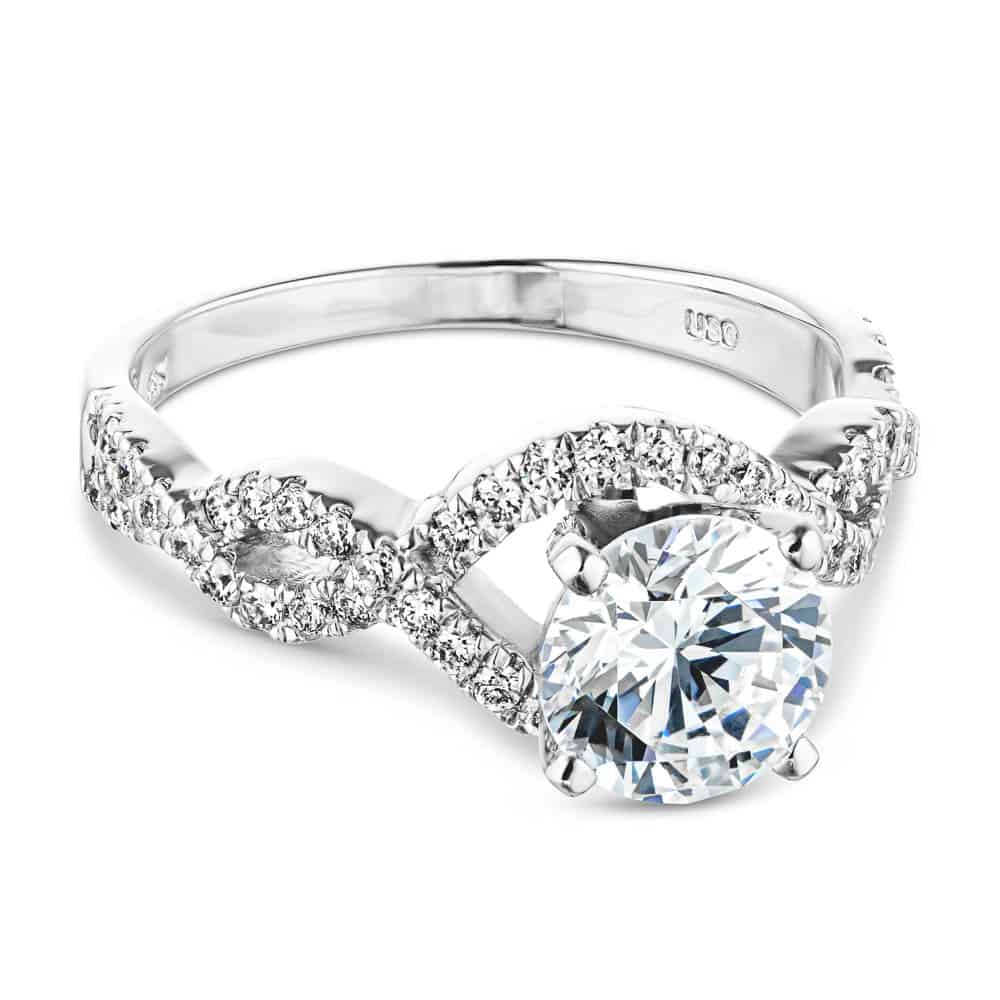 Brianna Lab Grown Diamond Infinity Twist Side Stone Engagement Ring