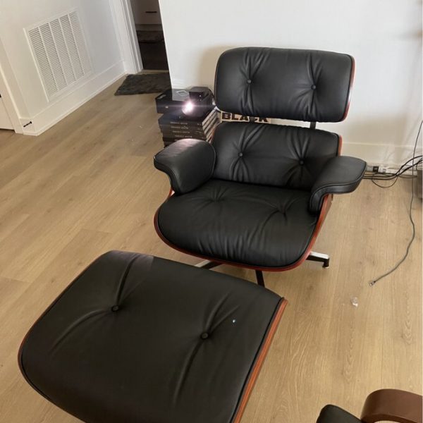 Genuine Leather Recliner with Ottoman