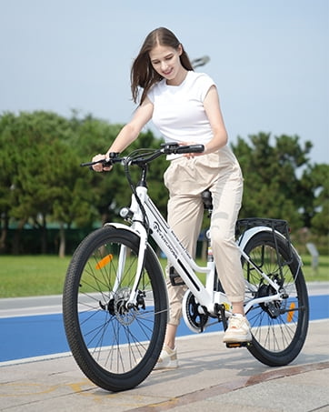 EVERCROSS 26in Electric Bike, 500W, 36V, White