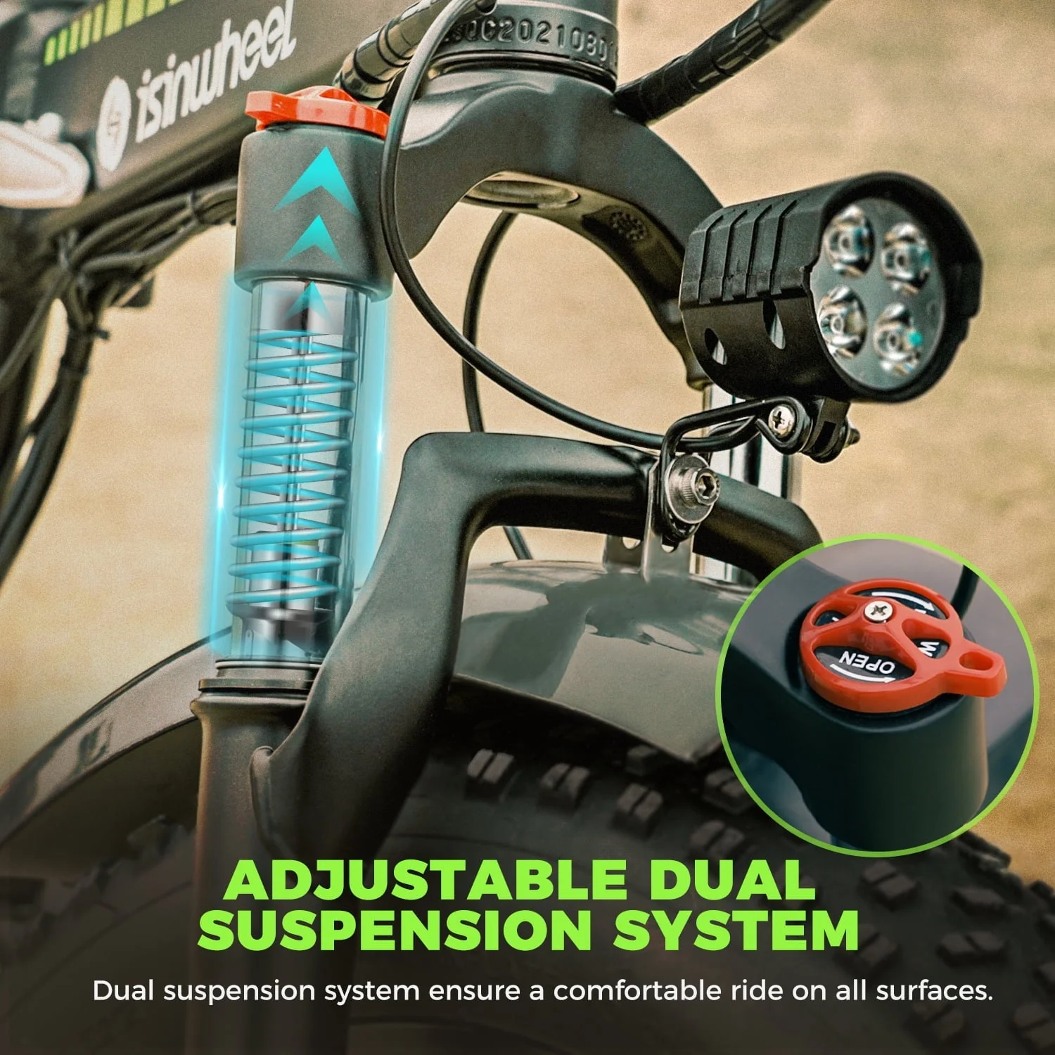 isinwheel D4 20in Folding Fat Tire Electric Bike, 500W, 15Ah
