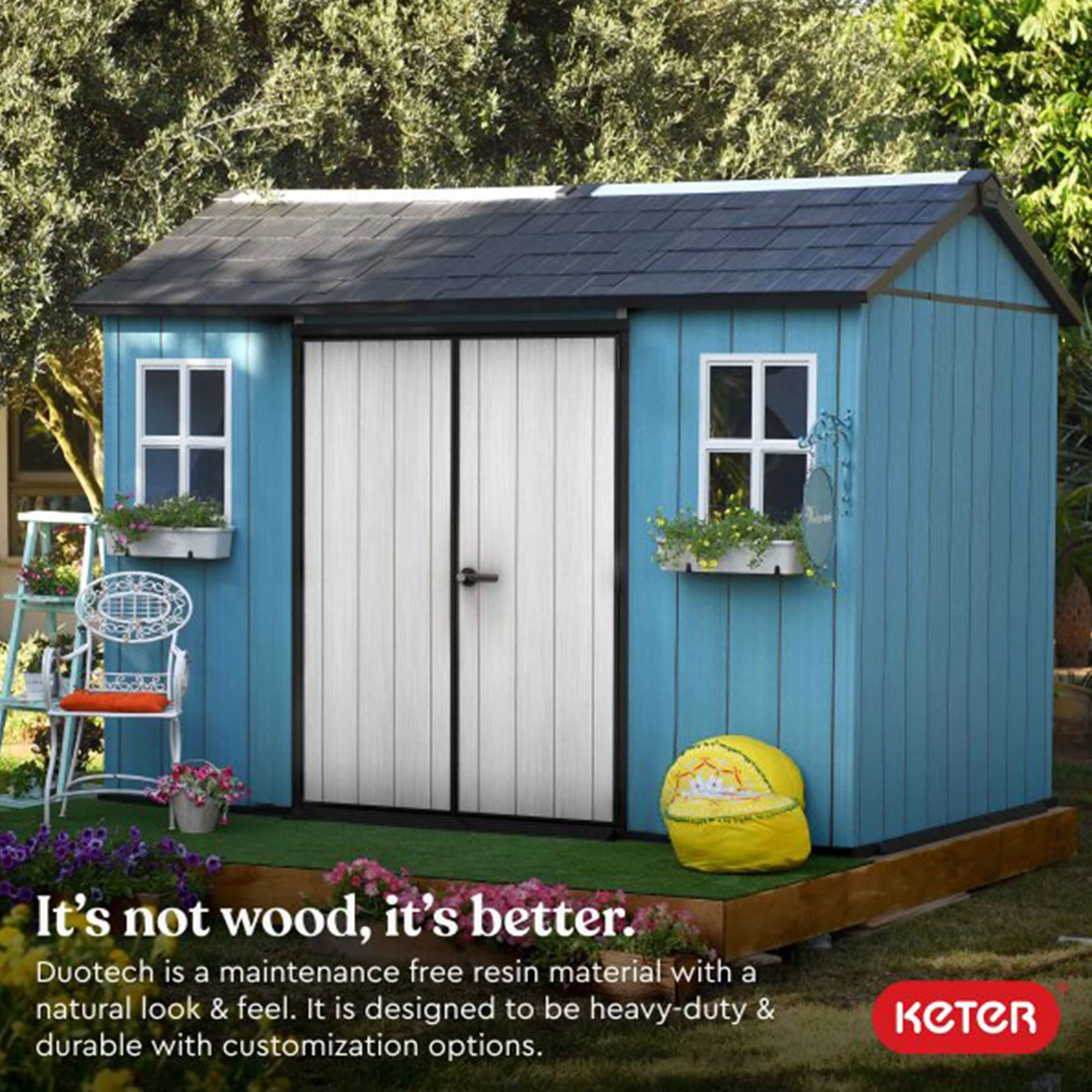 Oakland 11 ft. W x 7.5 ft. D Plastic Storage Shed
