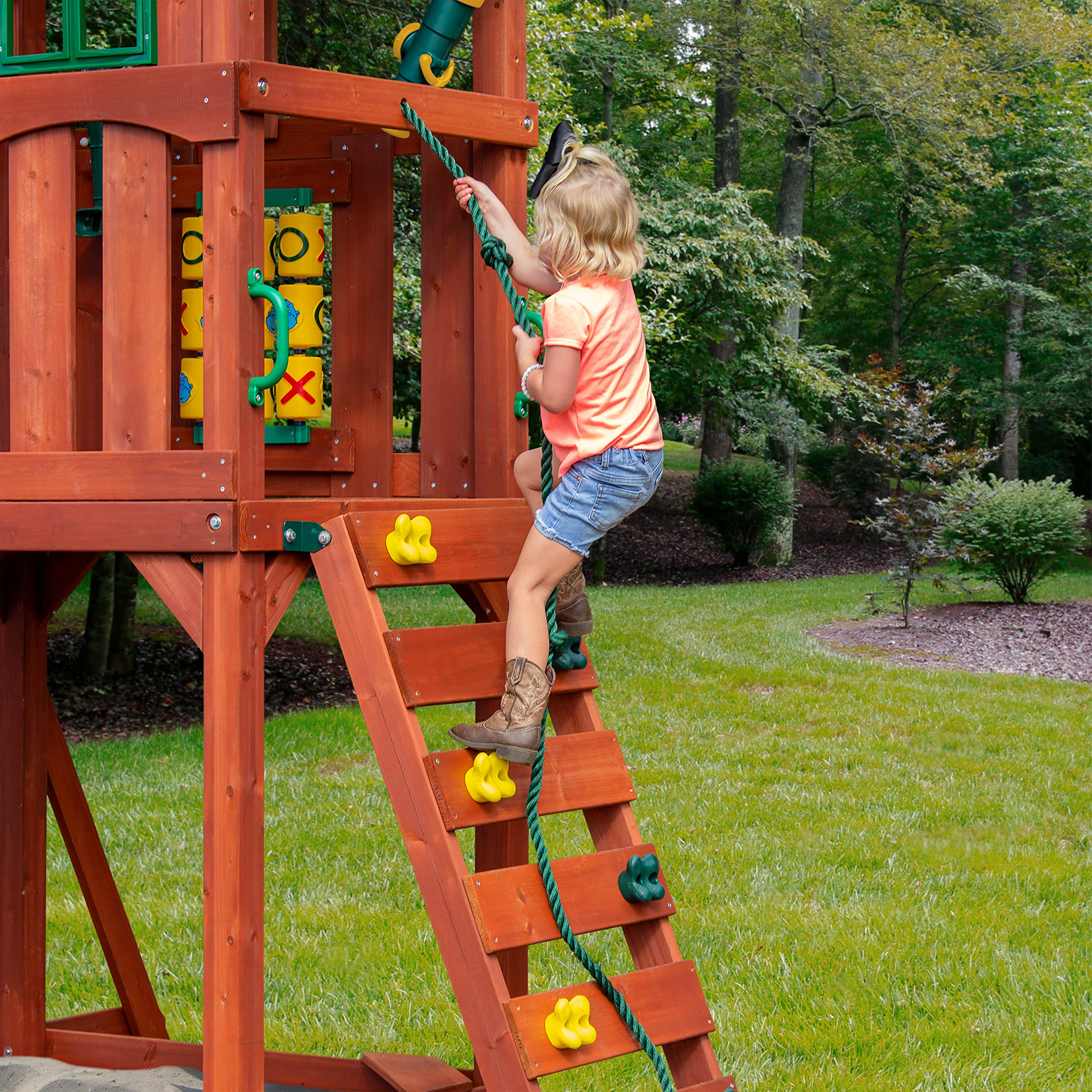 Deluxe Wooden Swing Set with Vinyl Canopy Roof