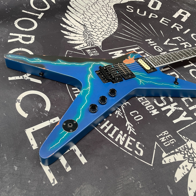 Relic Blue Dime Electric Guitar Aged Body Lightning Black Floyd Free Ship