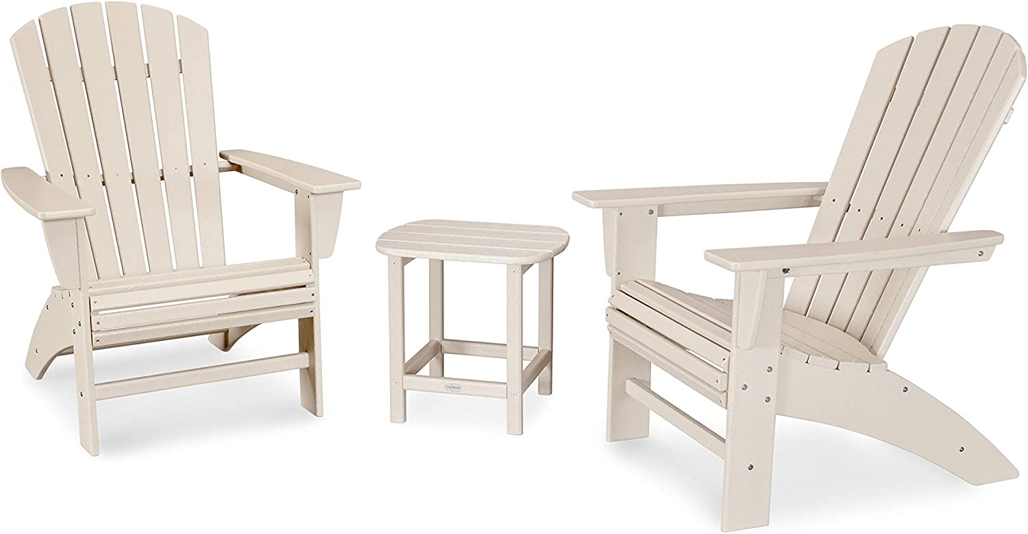 Nautical 3-Piece Curveback Adirondack Chair Set with Side Table