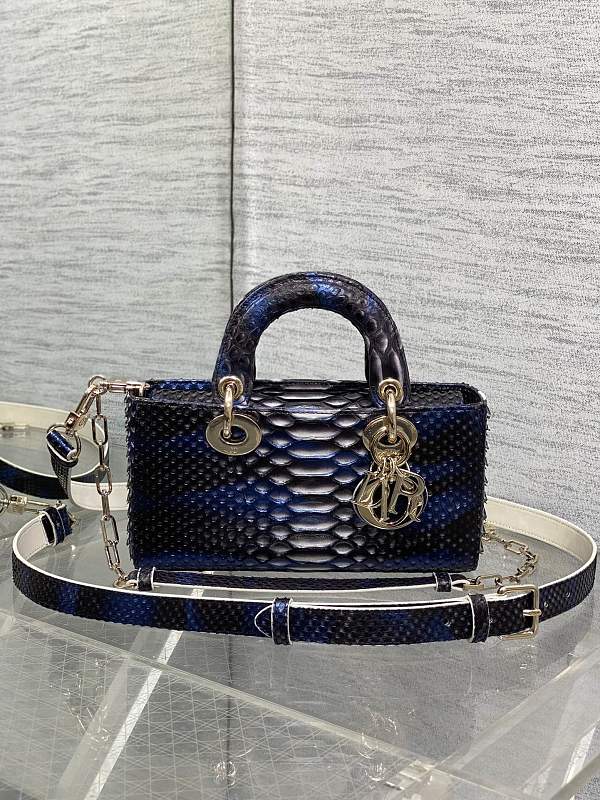 Lady D-Joy Bag Blue Cutout Python