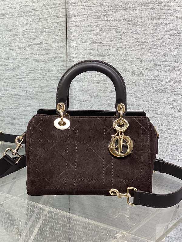 Lady Dior Handbag Small Brown Suede