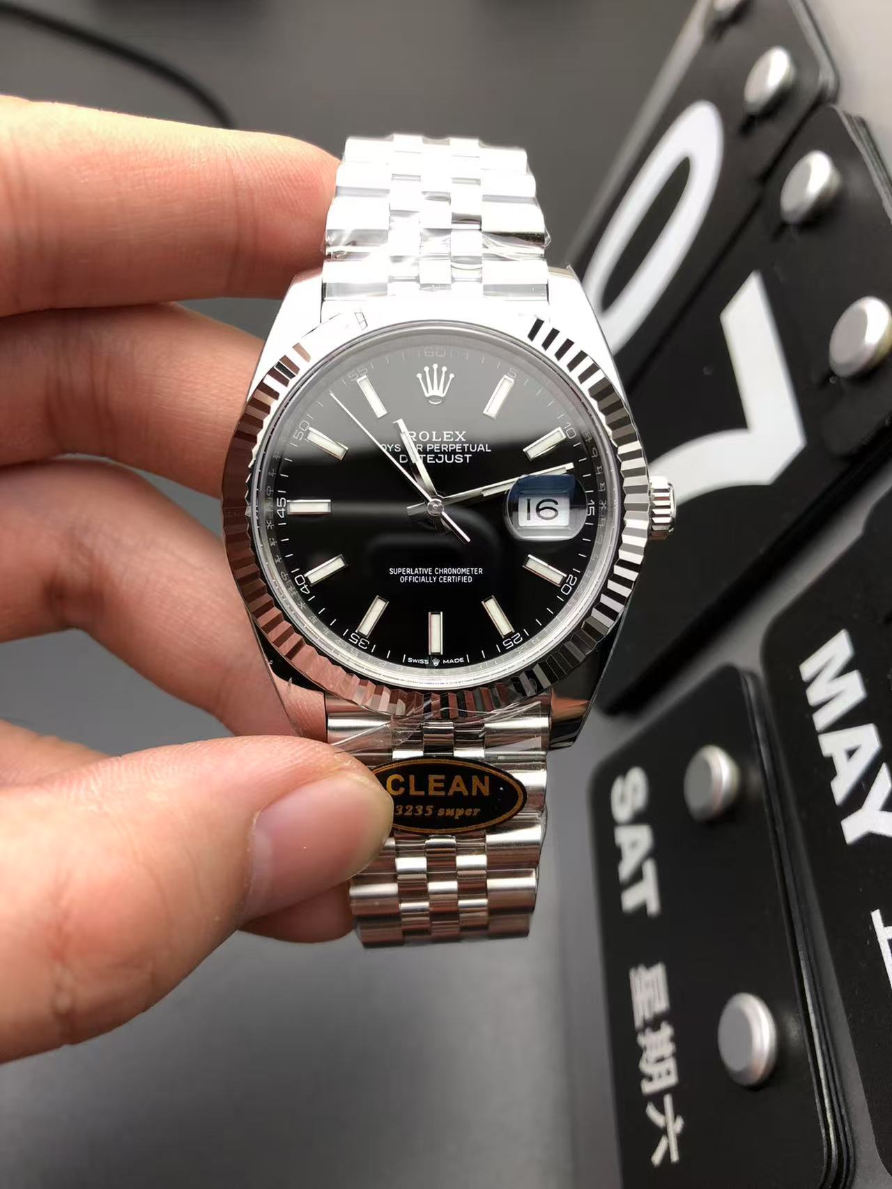 Rolex Datejust black dial watch