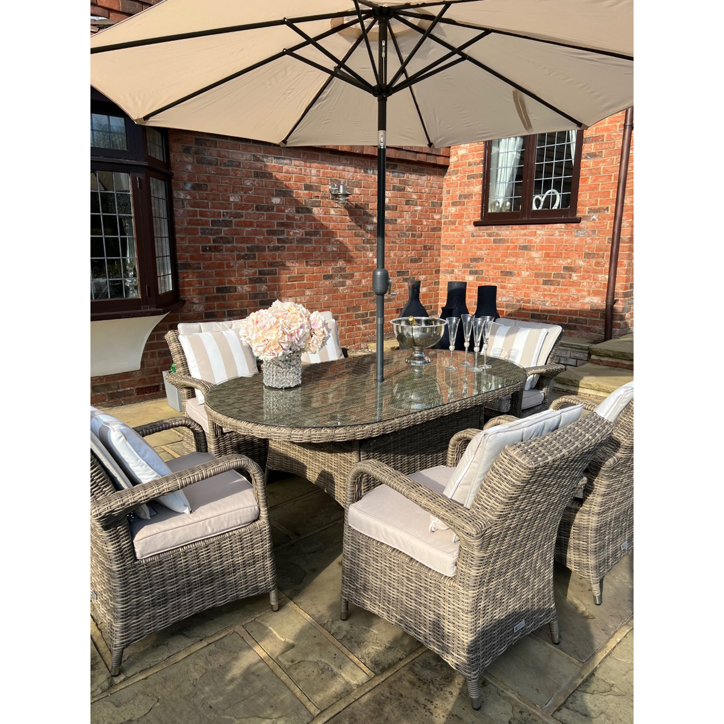 6 Savannah Armchairs 1.8 mtr Oval Set