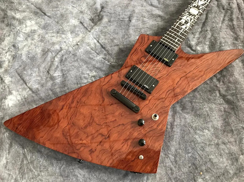 Metallic James Hetfield Kenneth Quilted Bubinga Brown Electric Guitar 6 strings