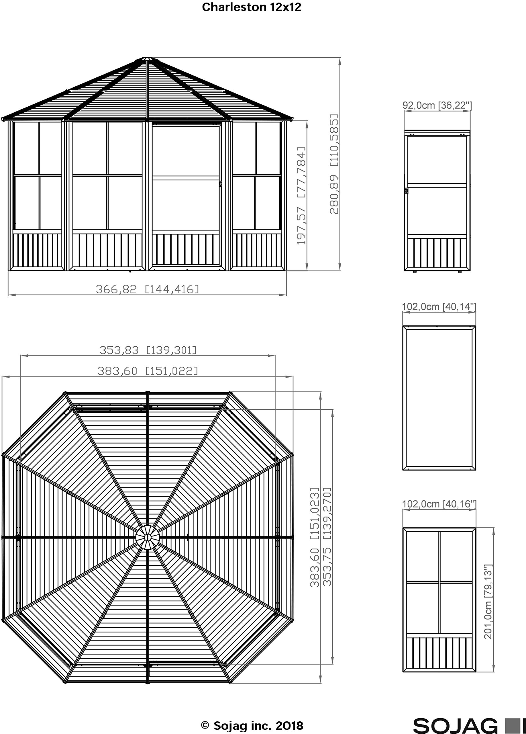 Charleston Solarium Sunroom with Mosquito Nets, Dark Grey