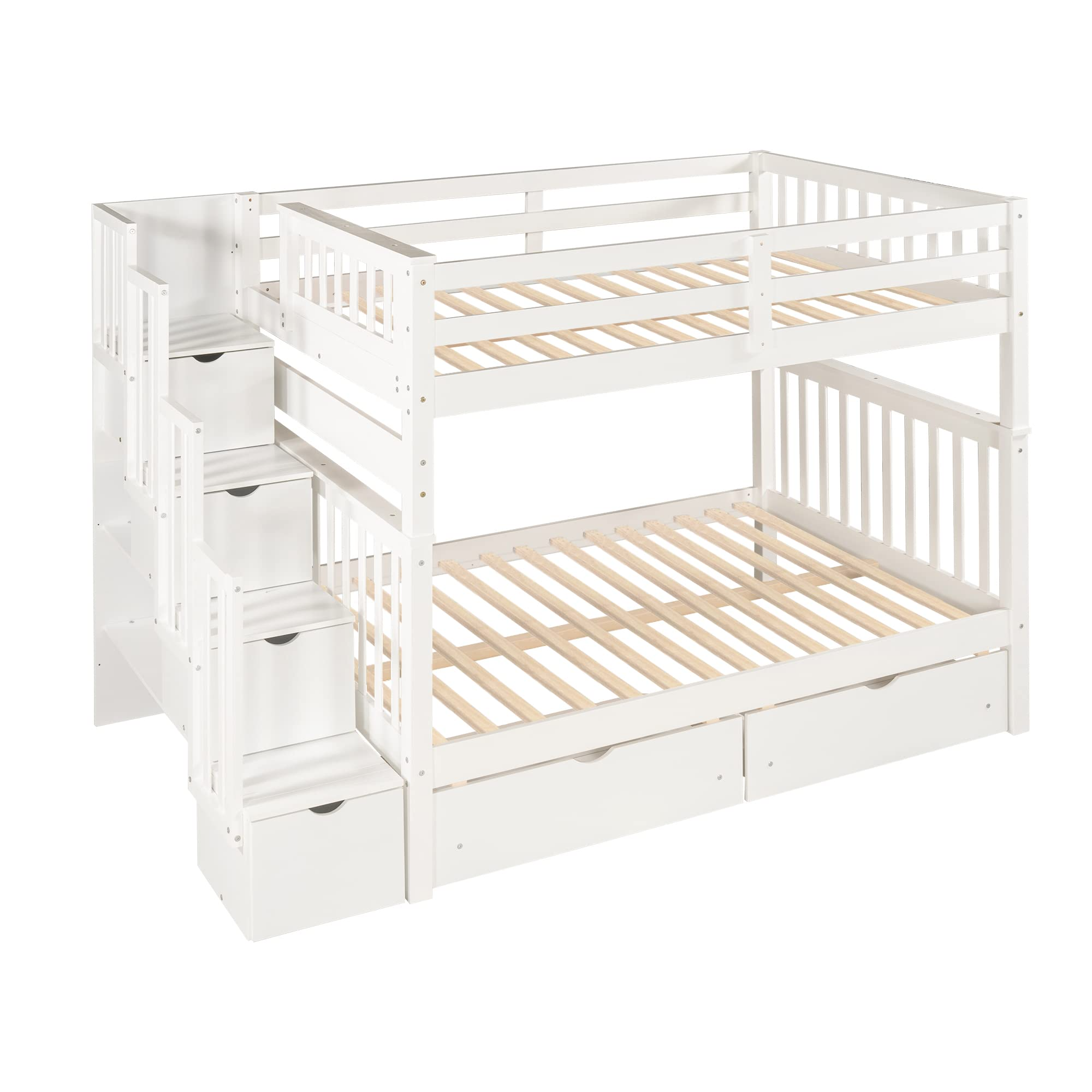 Full Over Full Bunk Bed with Shelves