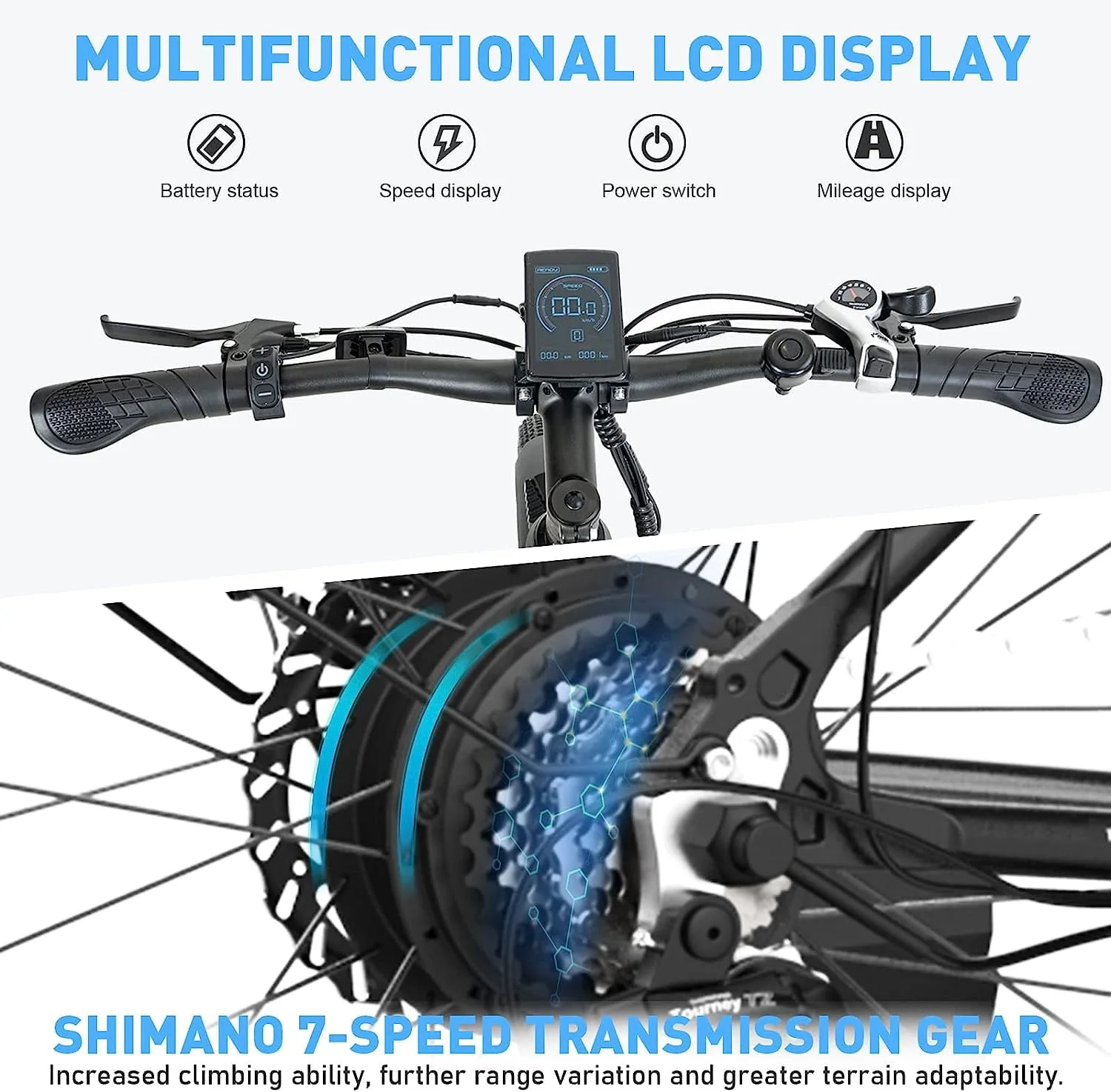COLORWAY 26in Electric Bike, 500W, 36V 12Ah, 7-Speed