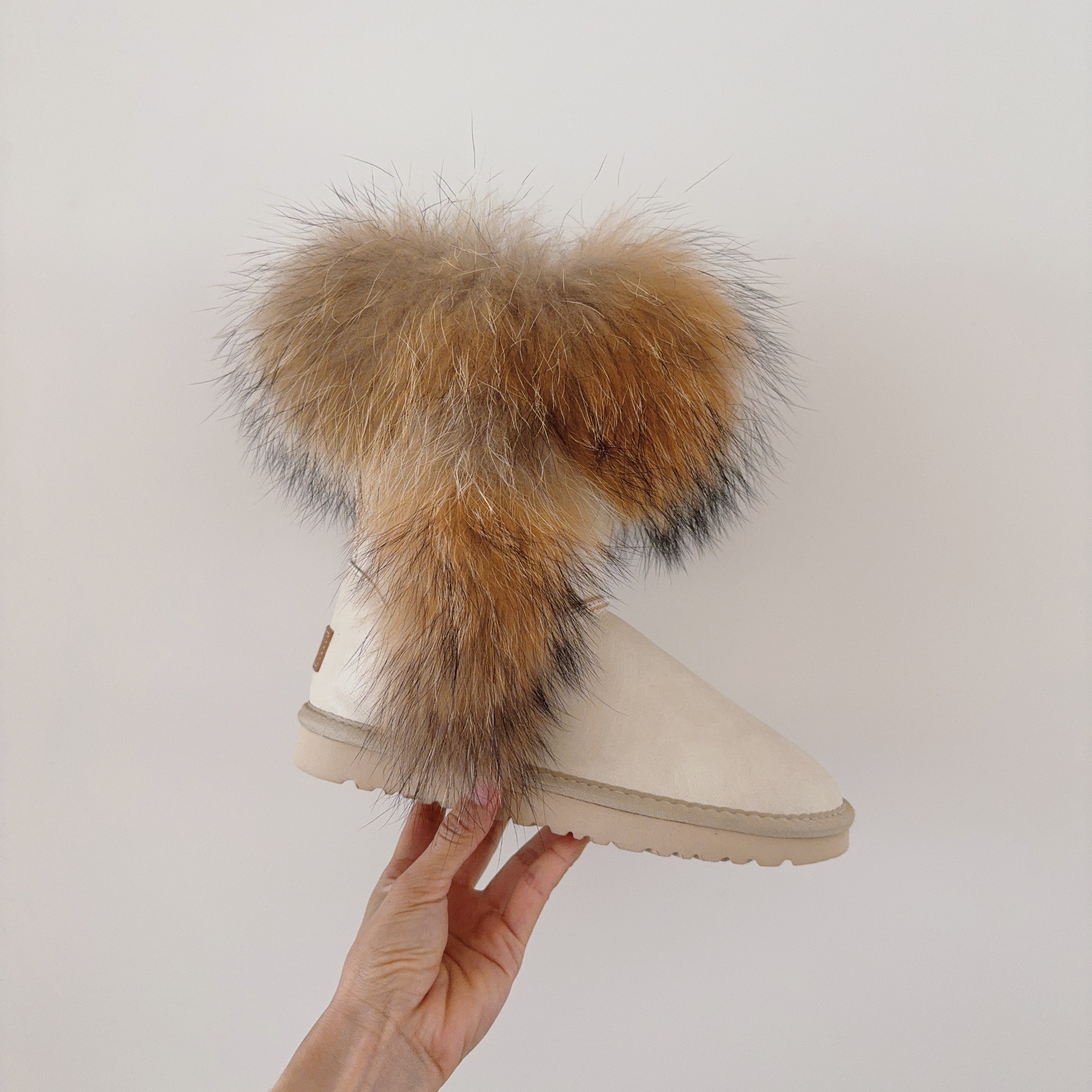 5825 Genuine Fur Trim Mid-Calf Boots