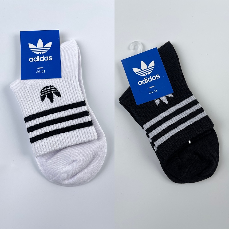 Adidas Striped Crew Socks White Black
